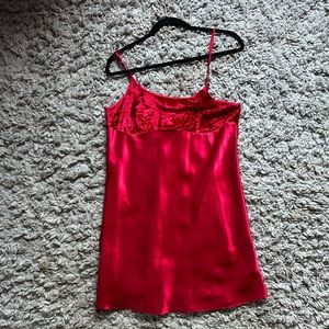 Red slip dress